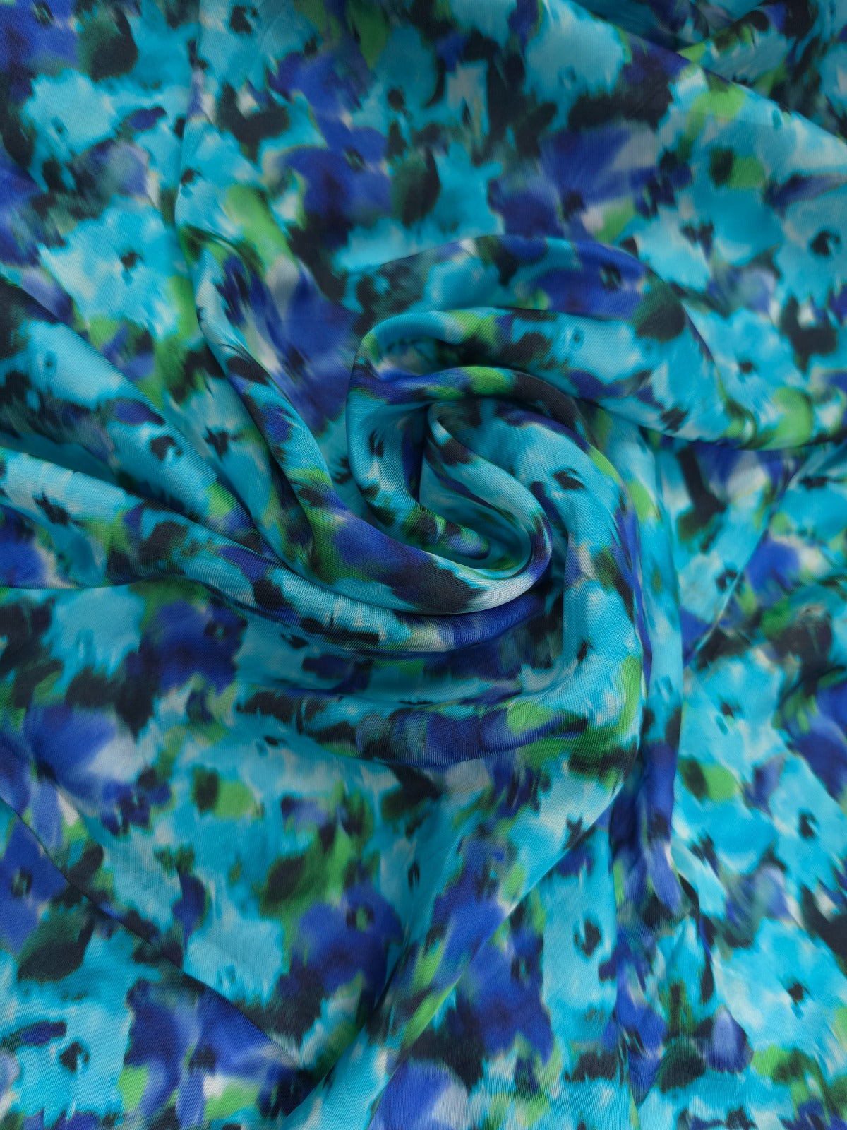 Blue Floral Printed Modal Rayon Satin Fabric 60 Inch Width