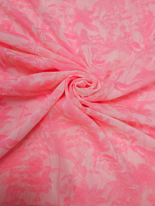 Premium Flamingo Tropical Printed Chiffon Dupatta 2.5 Meter | Soft Designer Dupatta