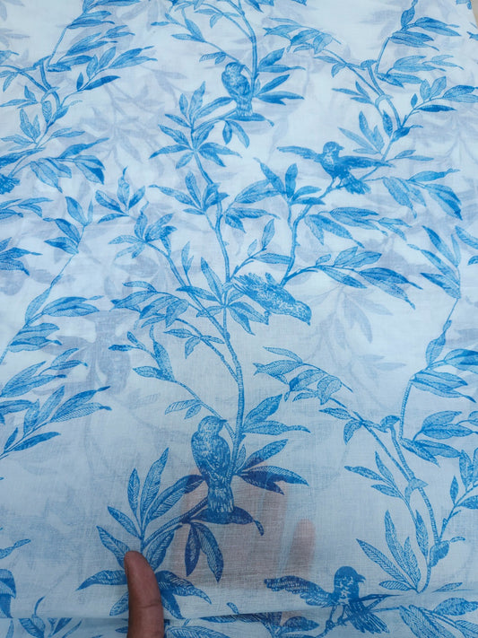 Premium Blue Bird Printed Cotton Mul Dupatta 2.5 Meter | Soft Designer Cotton Dupatta
