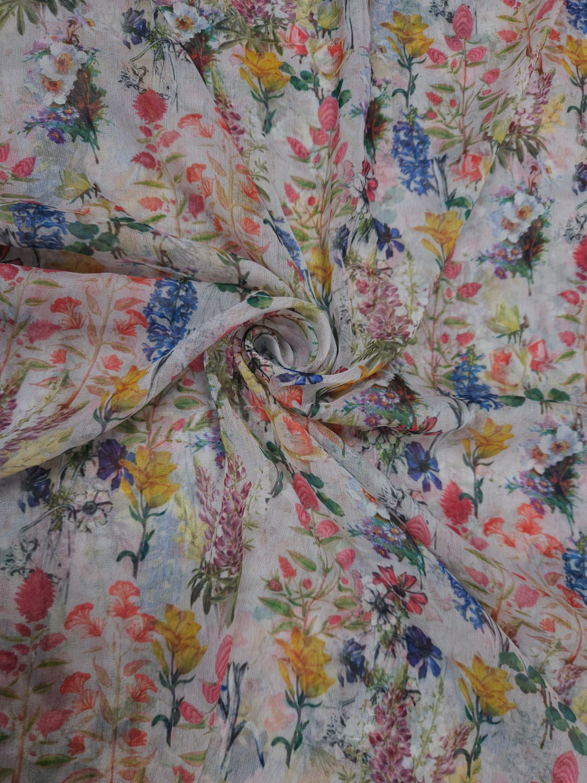 Vintage Garden Floral Printed Chiffon Dupatta