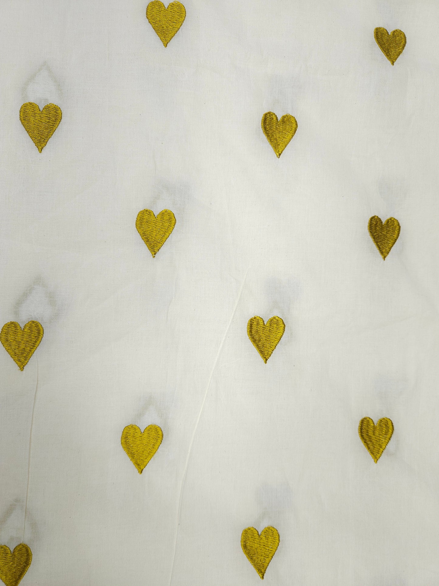 Mustard Yellow Heart Embroidery Cotton Suit Set | 44 Inch Width