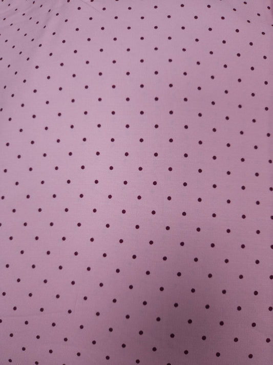 Baby Pink Modal Rayon Fabric with Mini Chocolate Brown Polka Dots | 60 Inch Width