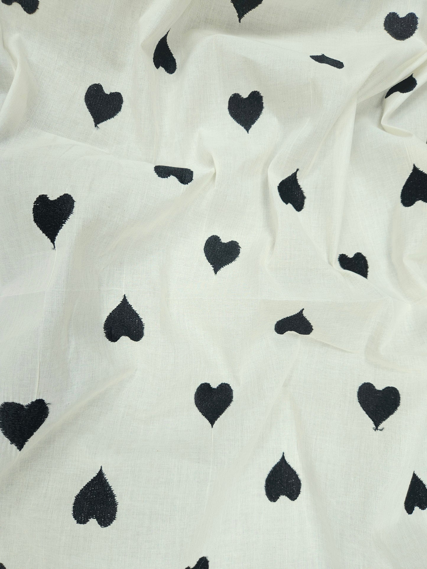 Heart Embroidery Cotton Fabric | 44 Inch Width