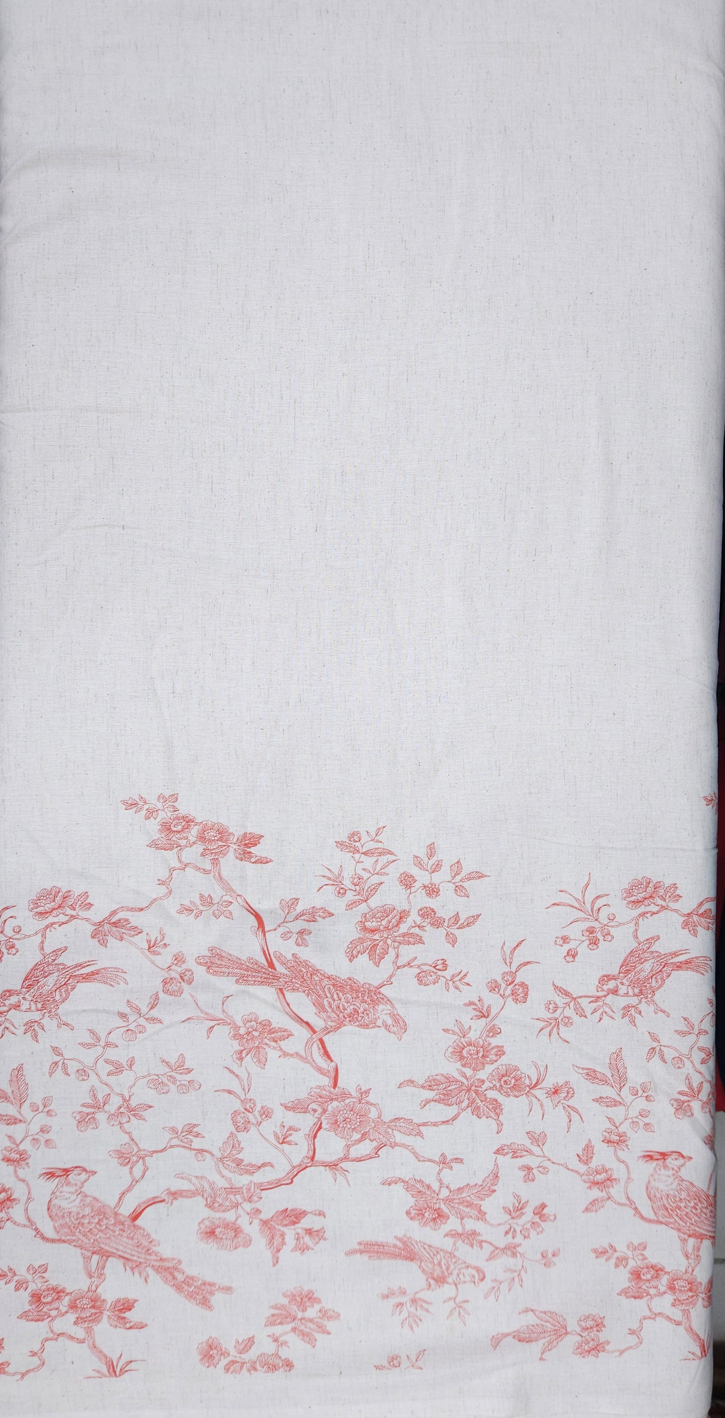 Natural Cotton Linen Bird Print Fabric | 44 Inch Width