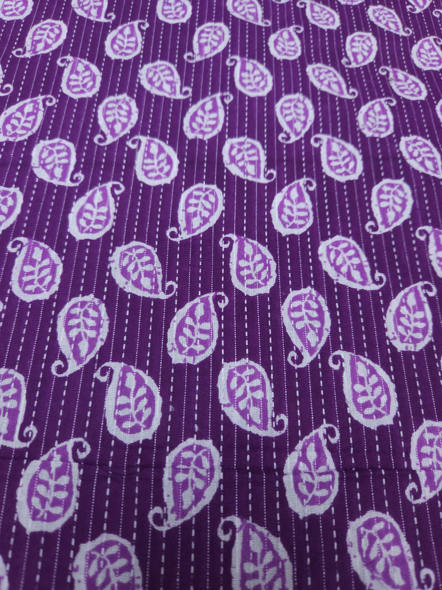 Royal Purple Paisley Kantha Cambric Cotton
