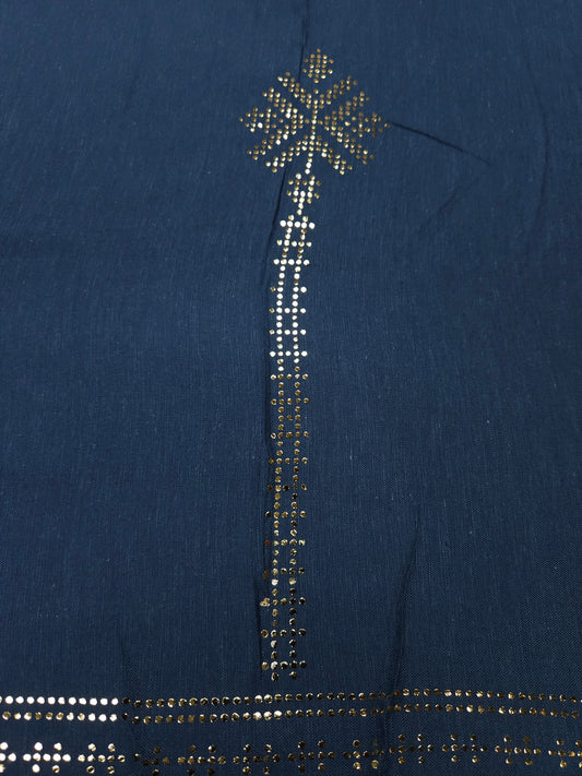 Navy Blue Rayon Embroidered Fabric – 60 Inch Width