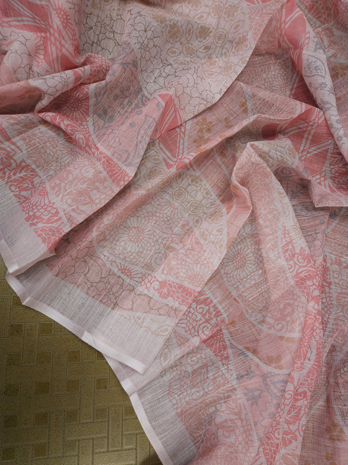 Chanderi Silk Embroidered Floral Suit Set with Pure Cotton Bottom & Chanderi Dupatta