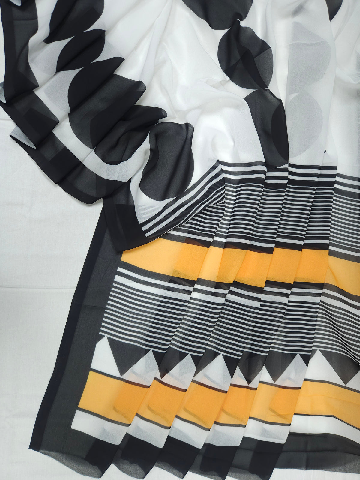 Black & White Armani Satin Farshi Salwar Suit Set with Digital Print Poly Georgette Dupatta