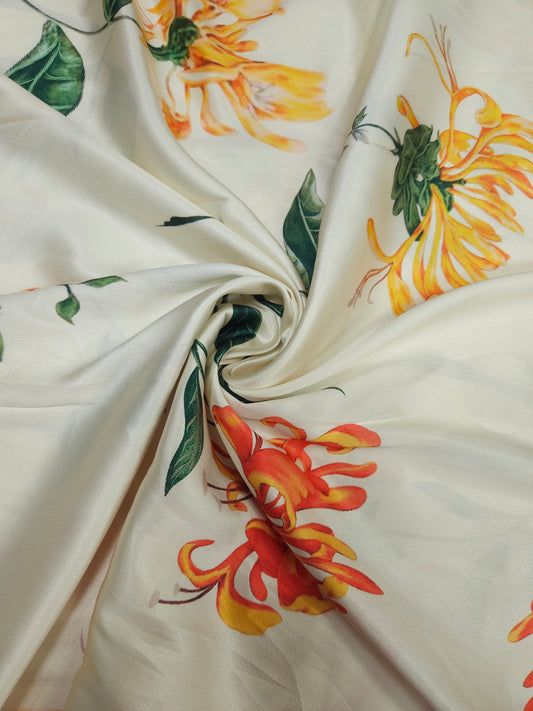 Sunset Bloom Armani Satin Fabric