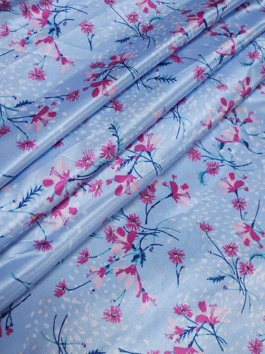 Sky Bloom Armani Satin Fabric