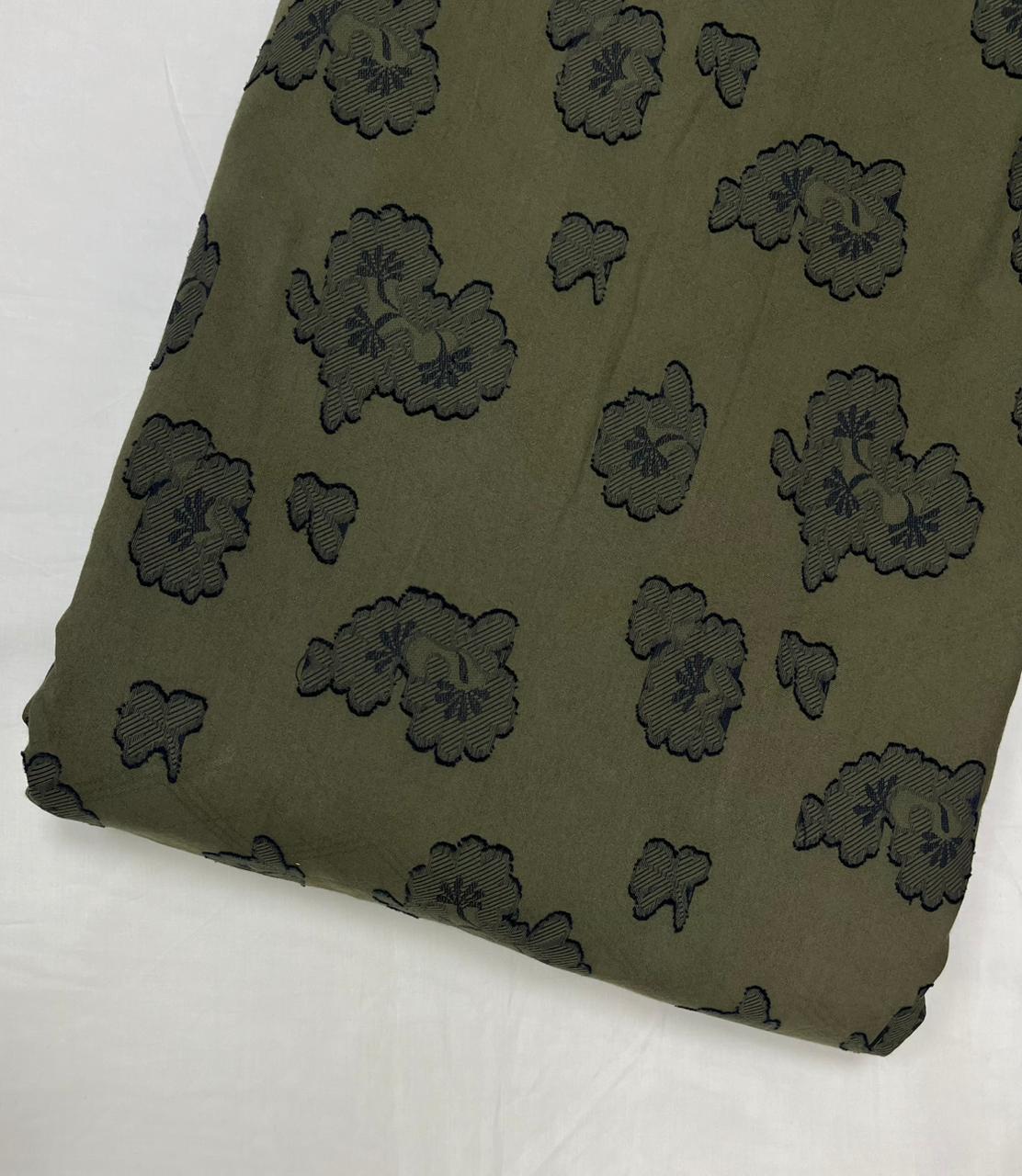 Olive Shadow Bloom Cotton Poplin