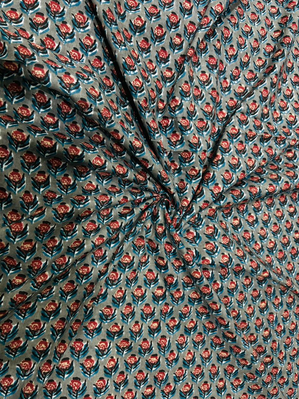 Grey Booti Print Pure Cotton Fabric