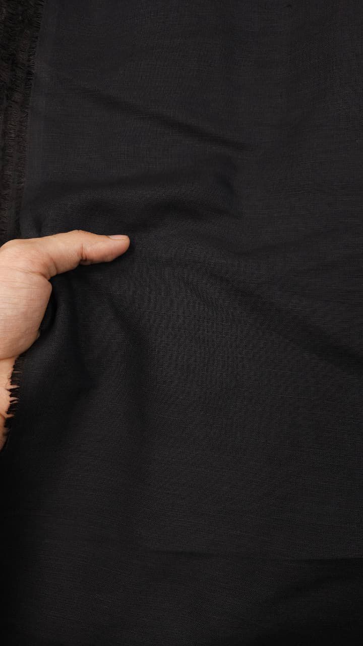 Deep Black Solid Linen