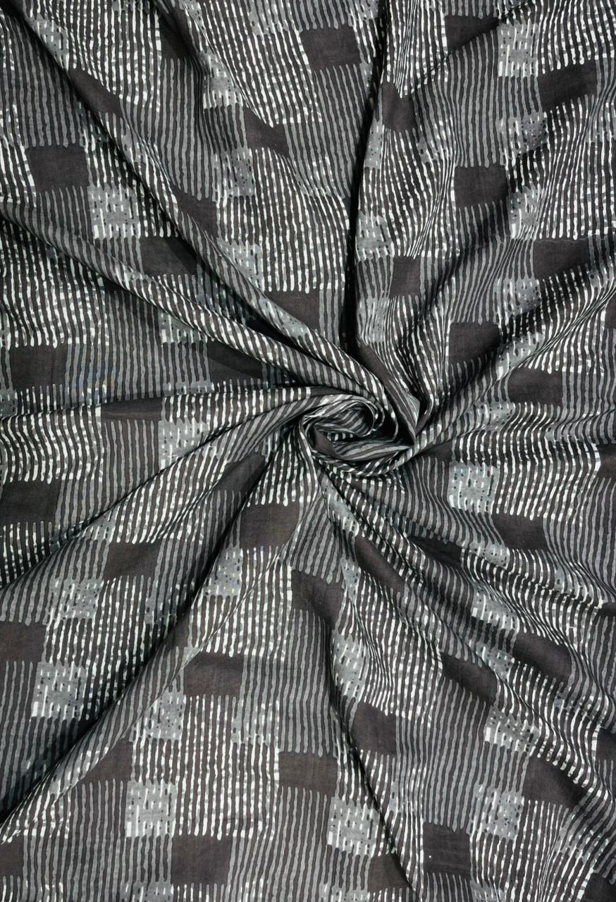Charcoal Grid Cotton Fabric