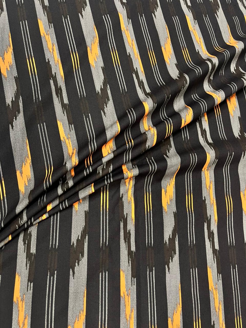 Midnight Ikat cotton poplin