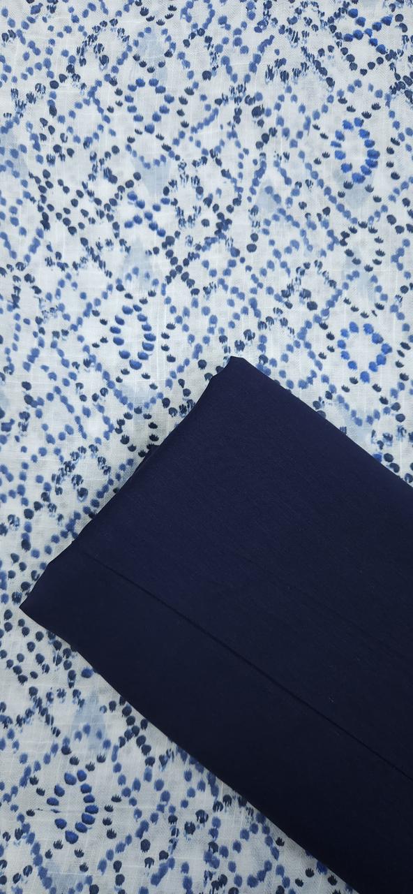 Azure Blue Artistic Dot Print Cotton Suit Set