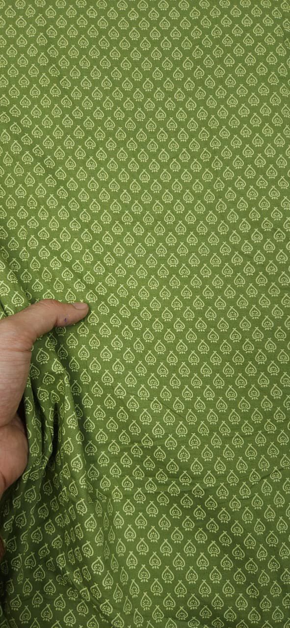 Olive Green Traditional Booti Cotton Fabric