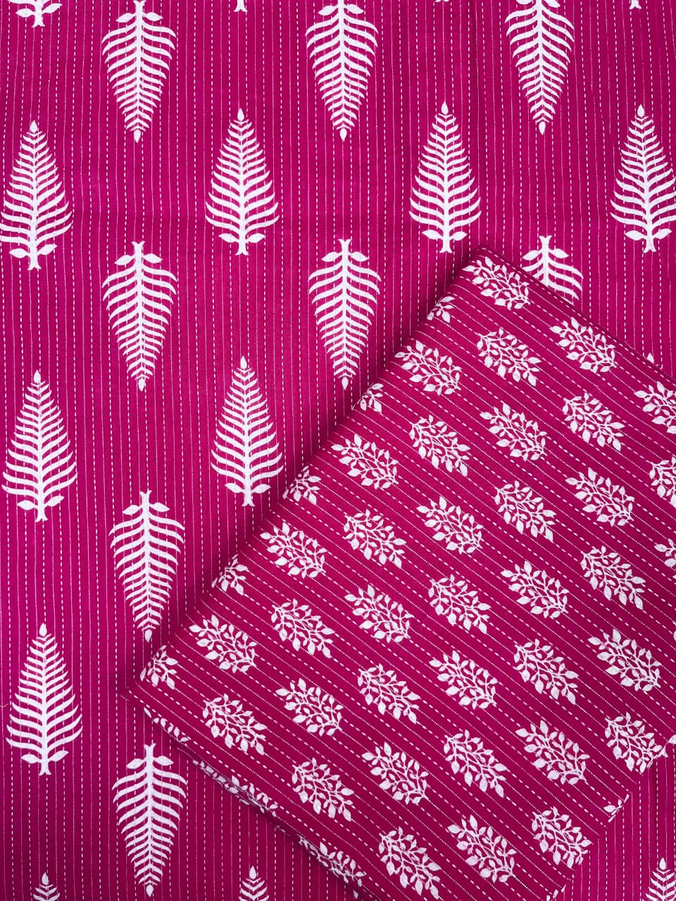 Rani Pink Kantha Work Cotton Suit