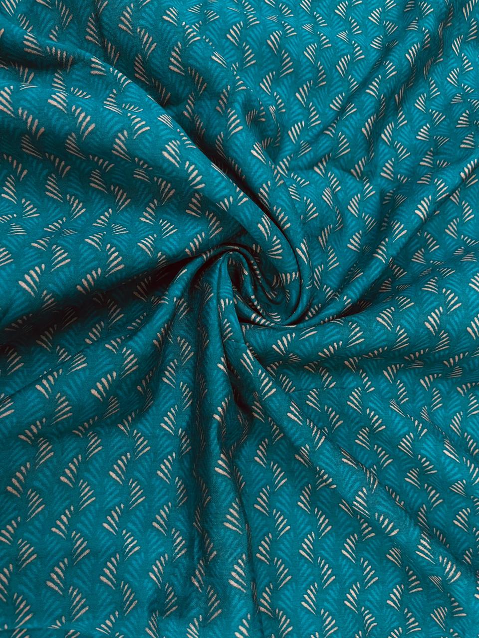 Teal Booti Print Muslin Fabric