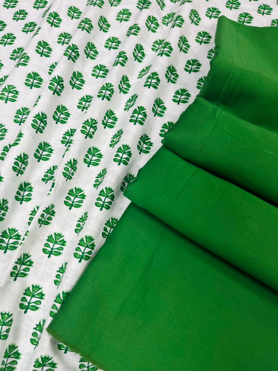 Fresh Green Botanical Cotton Suit Set