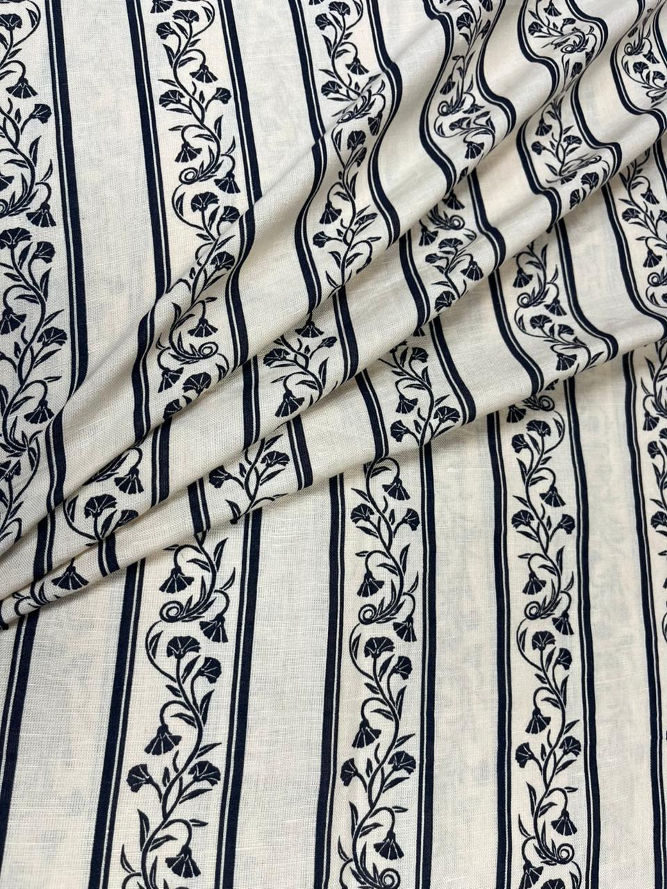 Indigo Stripe Floral Rayon