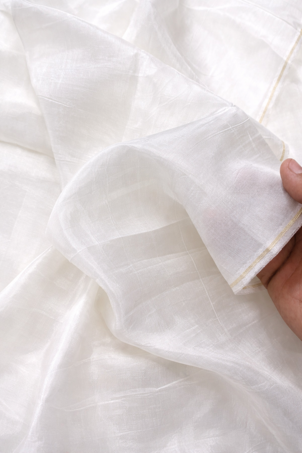 White Uppada Silk Dyeable Fabric – 60 Inch Width