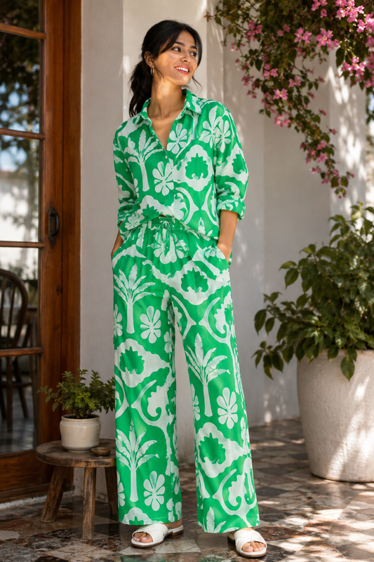 Green Tropical Linen Fabric | 60 Inch Width