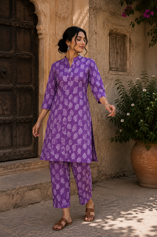 Royal Purple Paisley Kantha Cambric Cotton