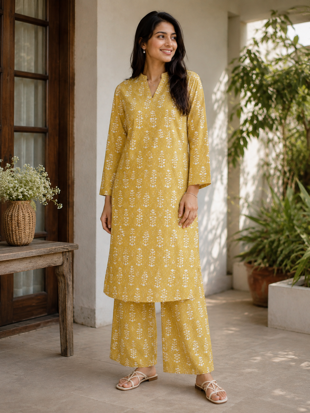 Mustard Yellow Cotton Printed Fabric | 60 Inch Width
