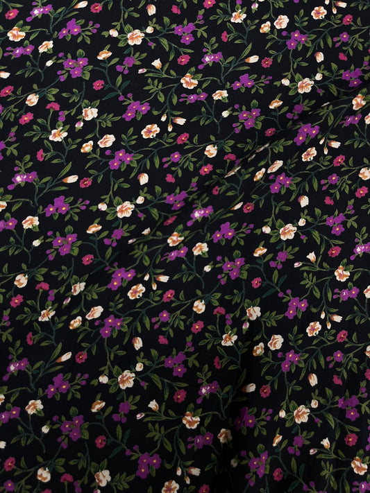 Midnight Blossom Rayon Print Fabric