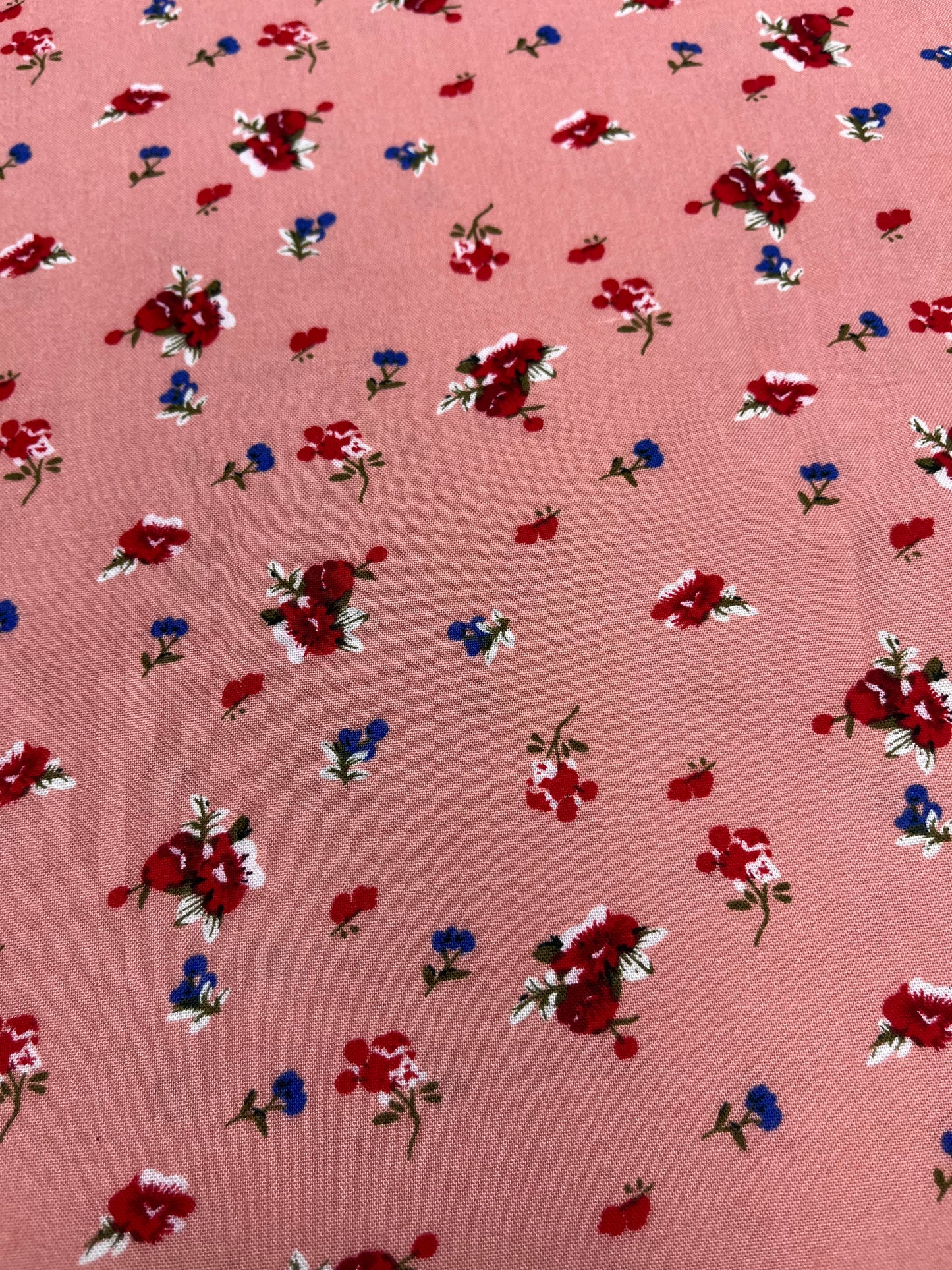 Peach Rosebud Rayon Print Fabric