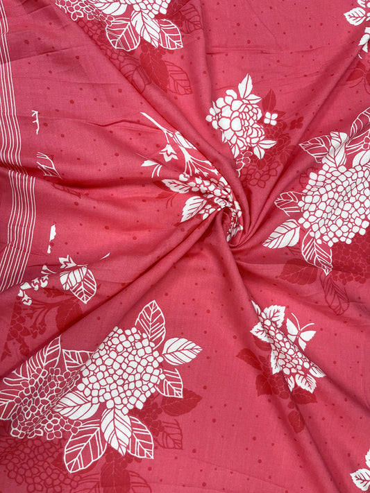 Rose Pink Floral Print Cotton Fabric
