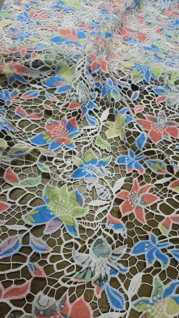 Bloom Garden Designer Imported Schiffli Fabric