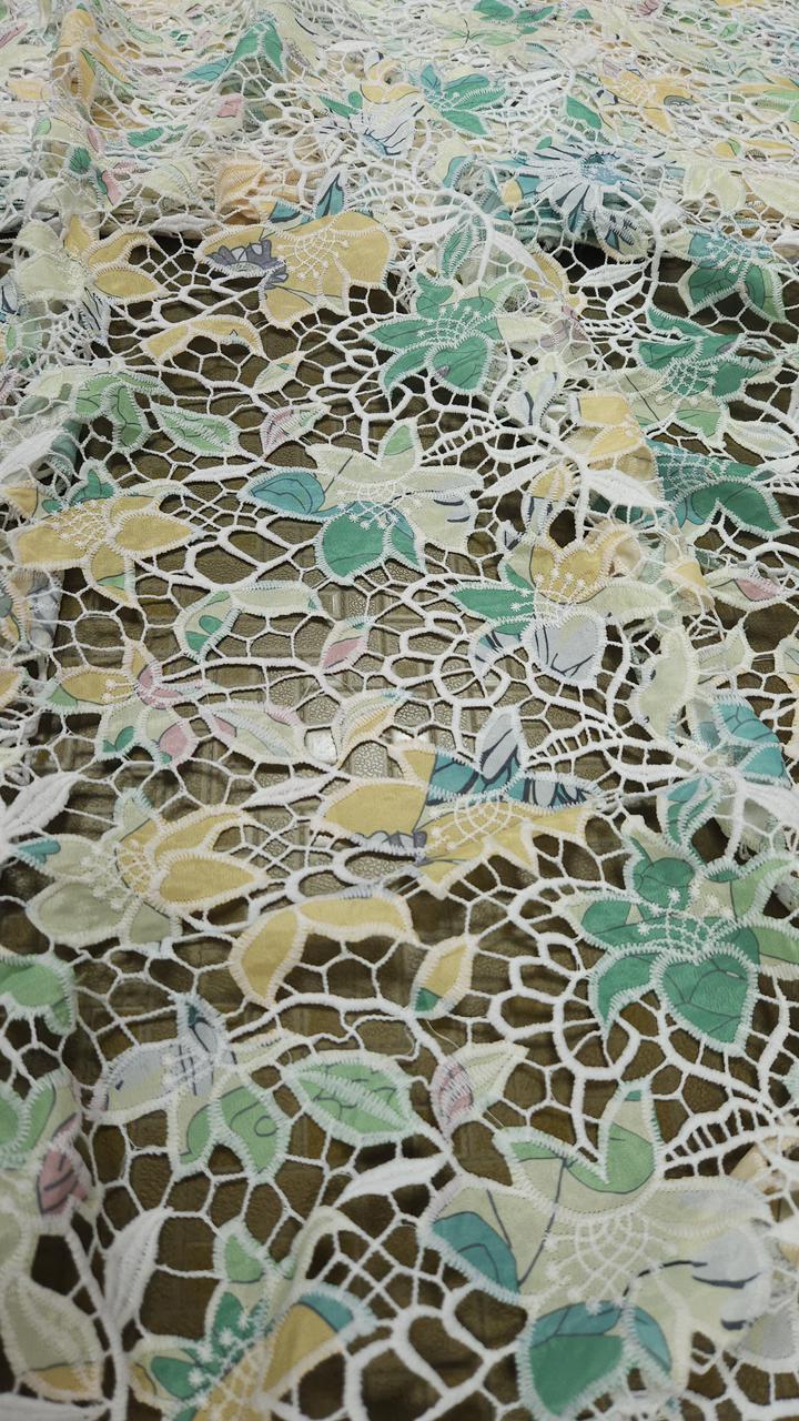Pastel Garden Imported Schiffli Fabric