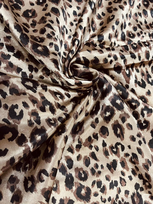Leopard Print Armani Satin Fabric