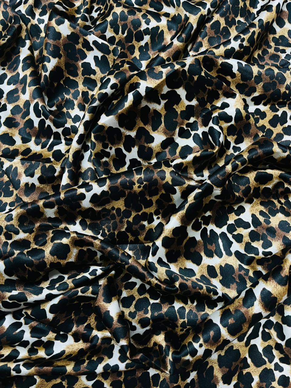 Wild Leopard Lycra Satin Fabric