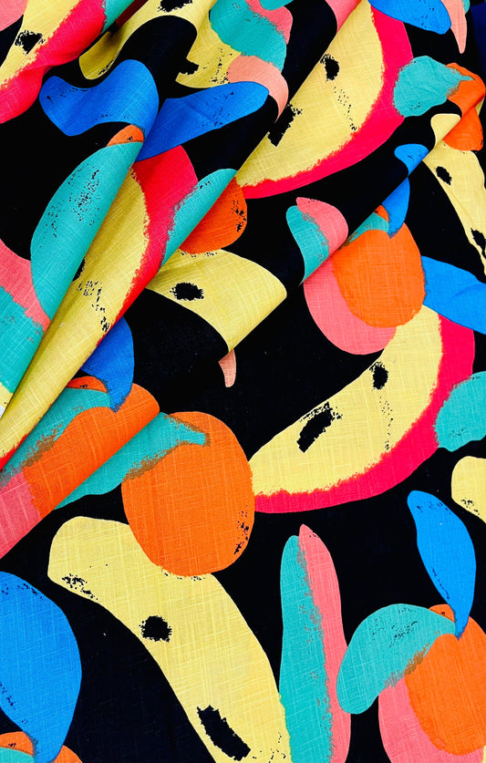 Tropical Toucan Print Linen Fabric