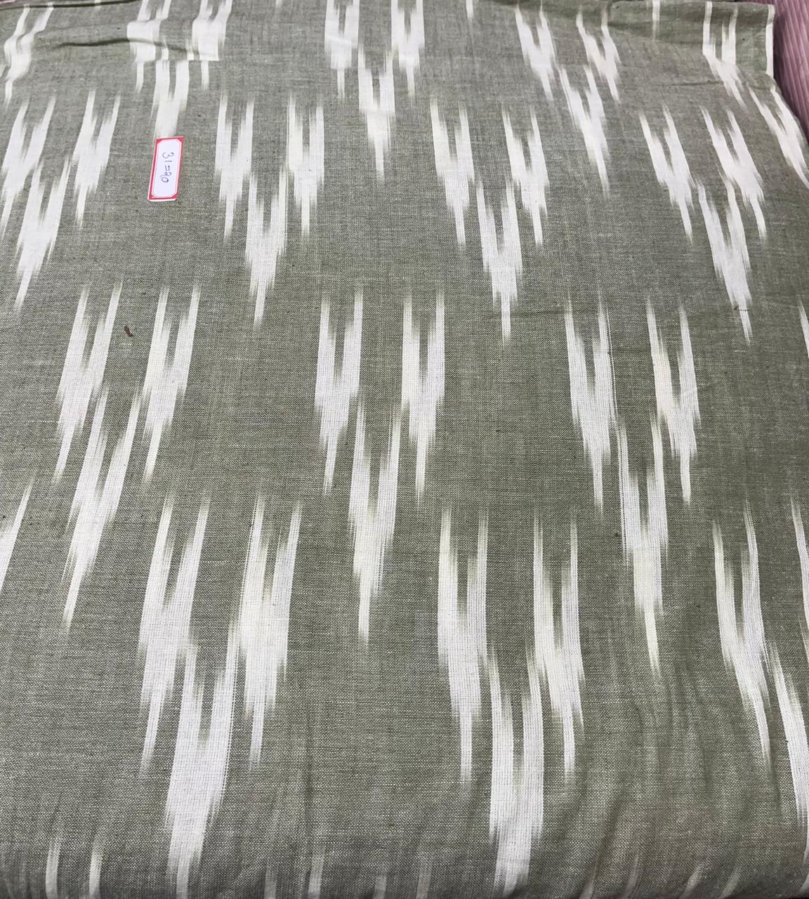 Olive Grey Ikat Cotton Fabric