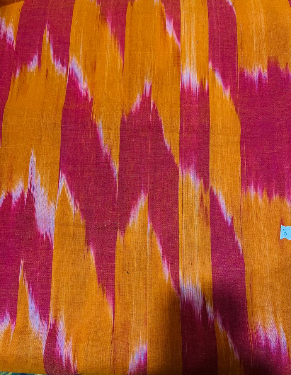 Sunset Orange Pink Ikat Fabric
