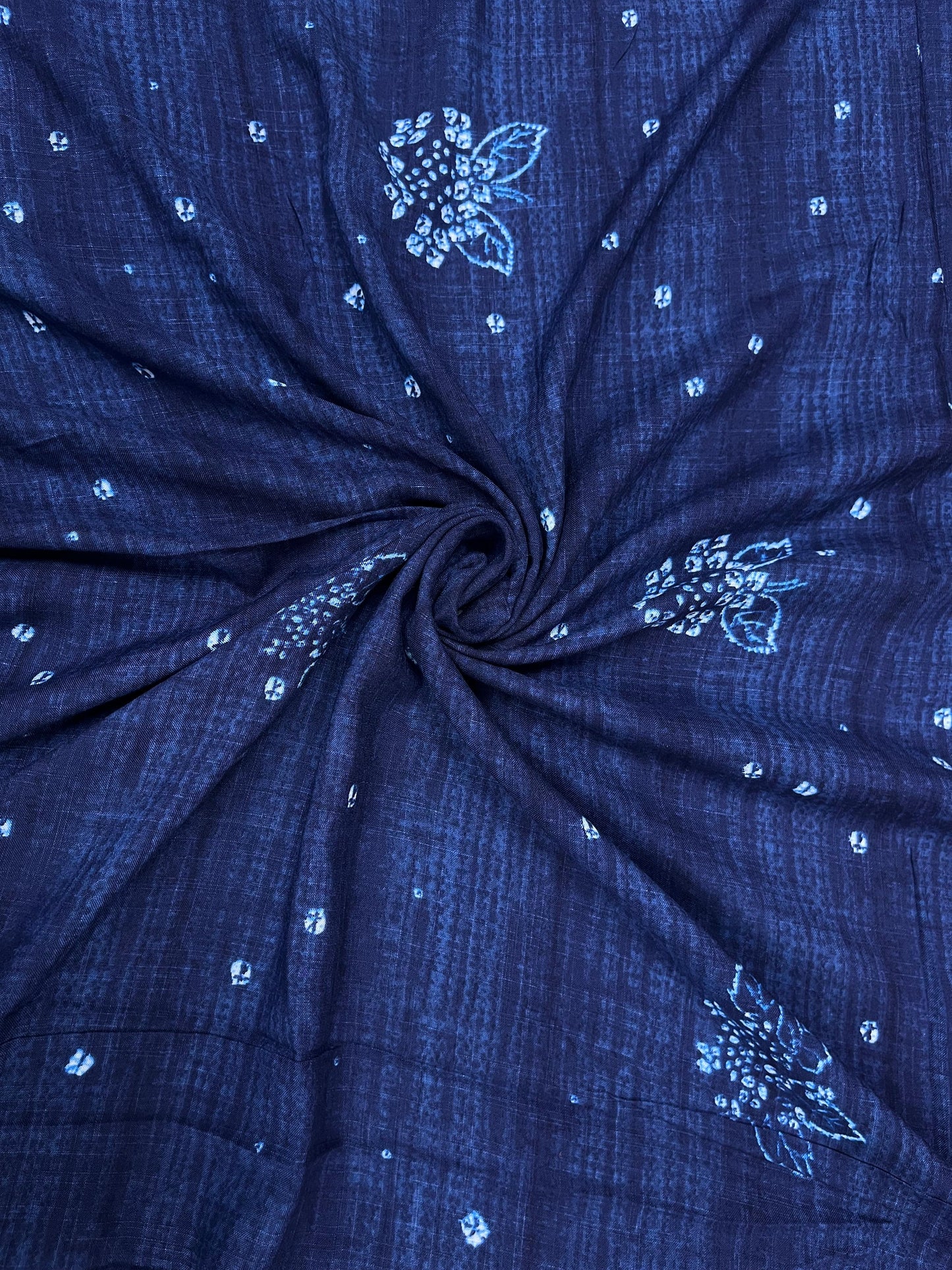 Navy Blue Buti Print Rayon Fabric