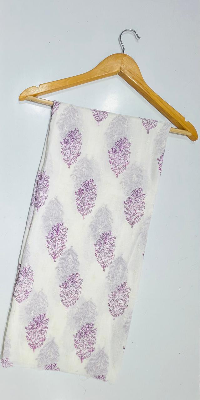 Floral Mul Cotton Block Printed Dupatta 2.5 Meter