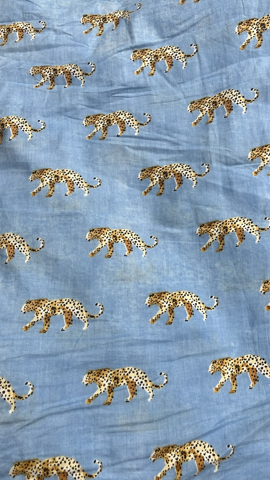 Blue Leopard Print Cotton Fabric