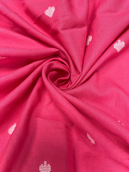 Rani Pink Buti Cotton Suit Set with White Chikan Border Bottom