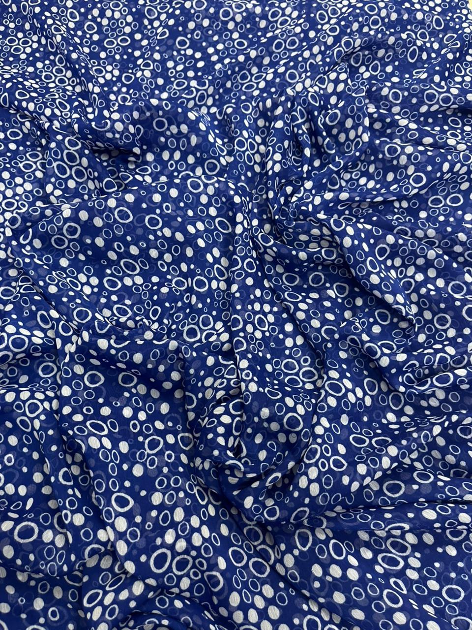 Royal Blue Bubble Print Chiffon Dupatta - 2.5 Meter