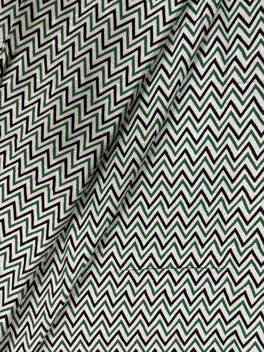 Green Chevron Cotton Fabric