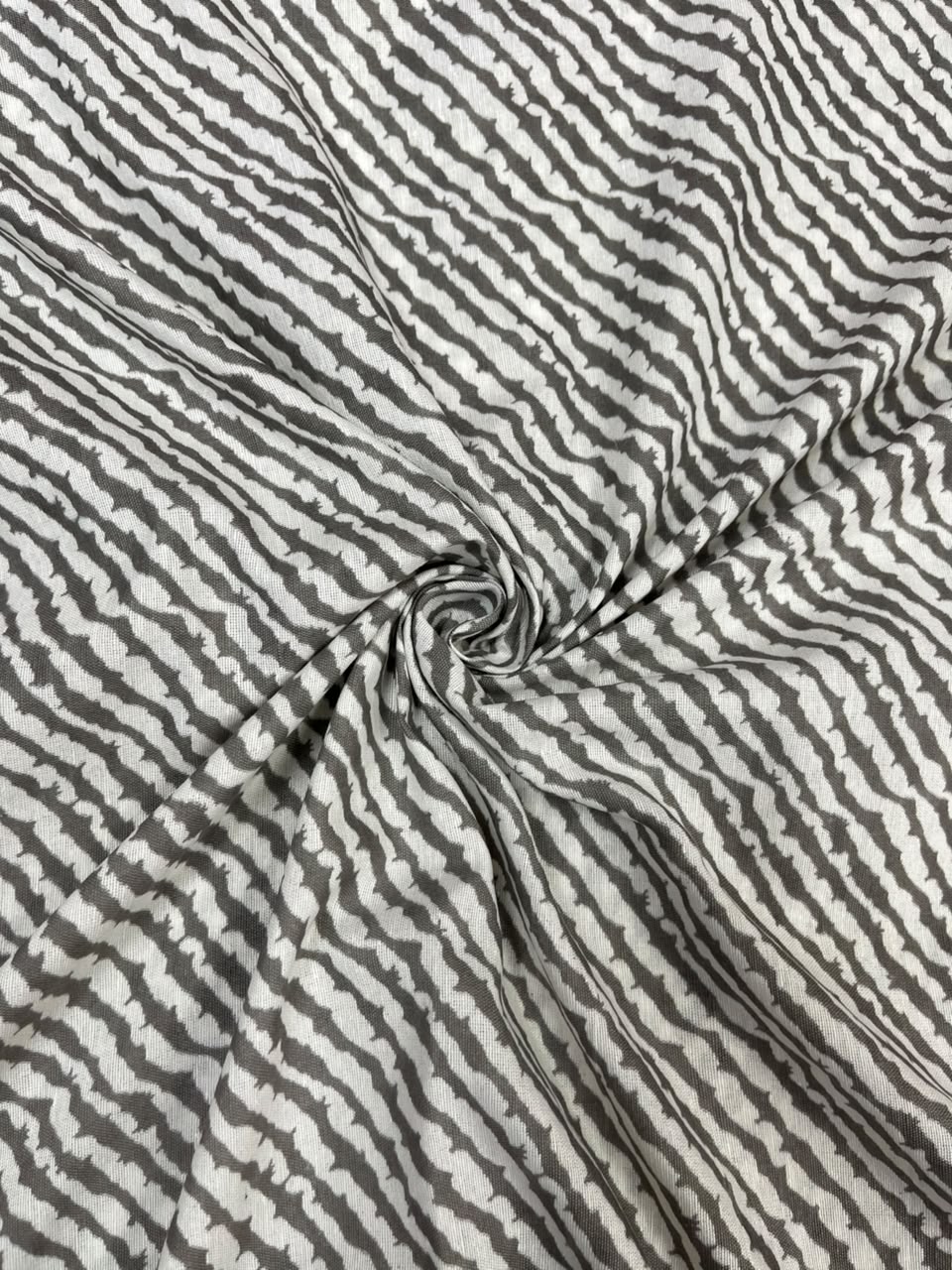 Grey Abstract Stripe Cotton Fabric