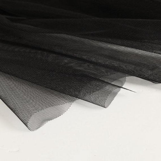 Premium Soft Black Net Fabric 44 Inch Width | Designer Net Dyeable Material