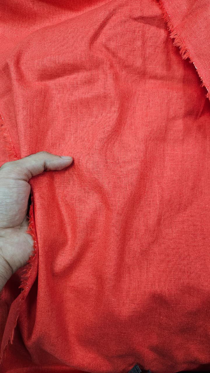 Pure Linen Solid Tomato Red Colour