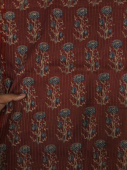 Rust Botanical Print Cotton Suit Set