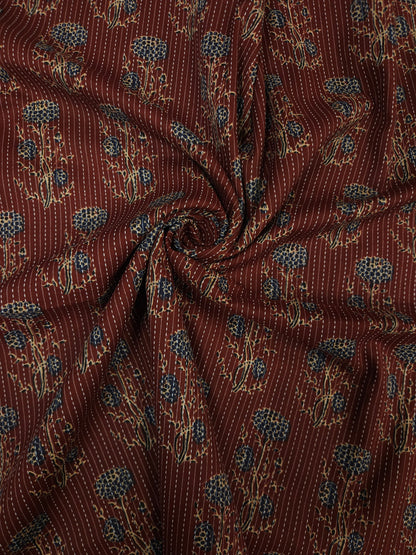 Rust Botanical Print Cotton Suit Set